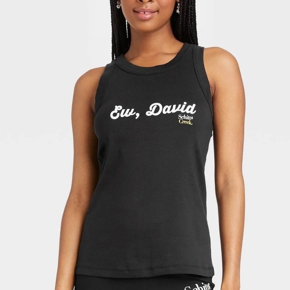 NEW Schitt's Creek EW David Ribbed Graphic Tank Top Women’s Black XXL - Picture 1 of 6